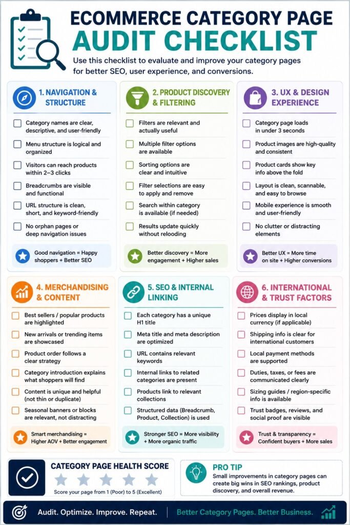 Checklist Graphic Ecommerce Category Page Audit Checklist