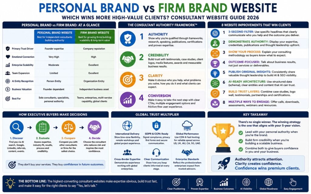 Consultant website guide personal vs firm-infographic