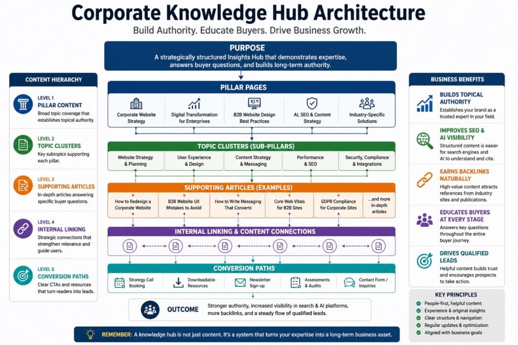 Corporate Knowledge Hub Architecture infographic