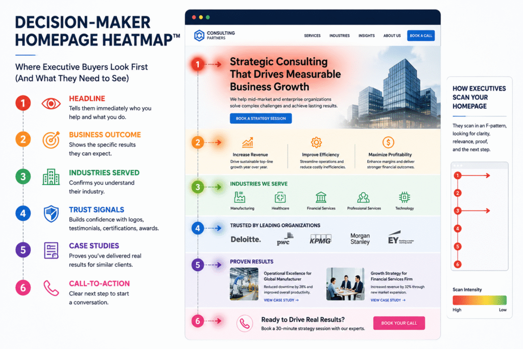 Decision-maker homepage heatmap analysis infographic