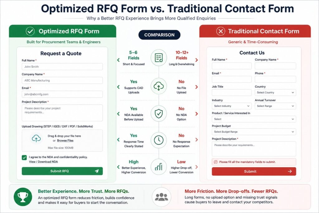 Optimized RFQ vs traditional contact form-infographic