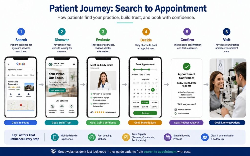 Patient journey from search to appointment- infographic