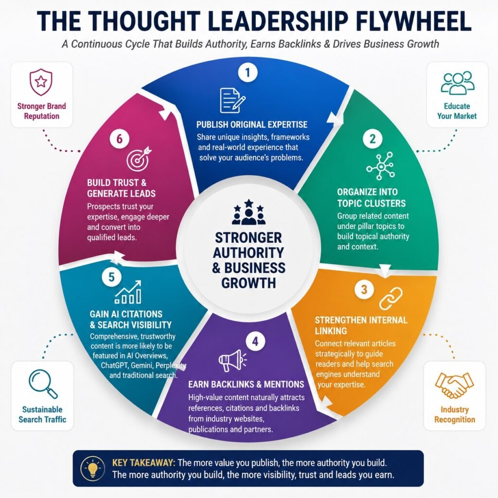 The Thought Leadership Flywheel infographic
