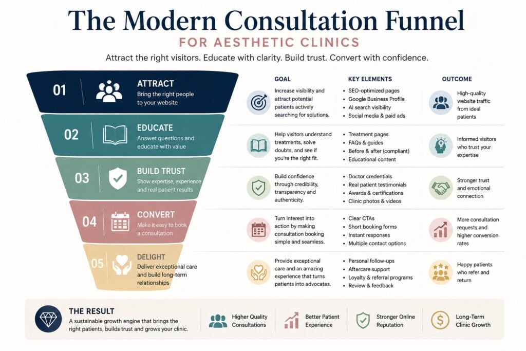 The Modern Consultation Funnel for Aesthetic Clinics infographic
