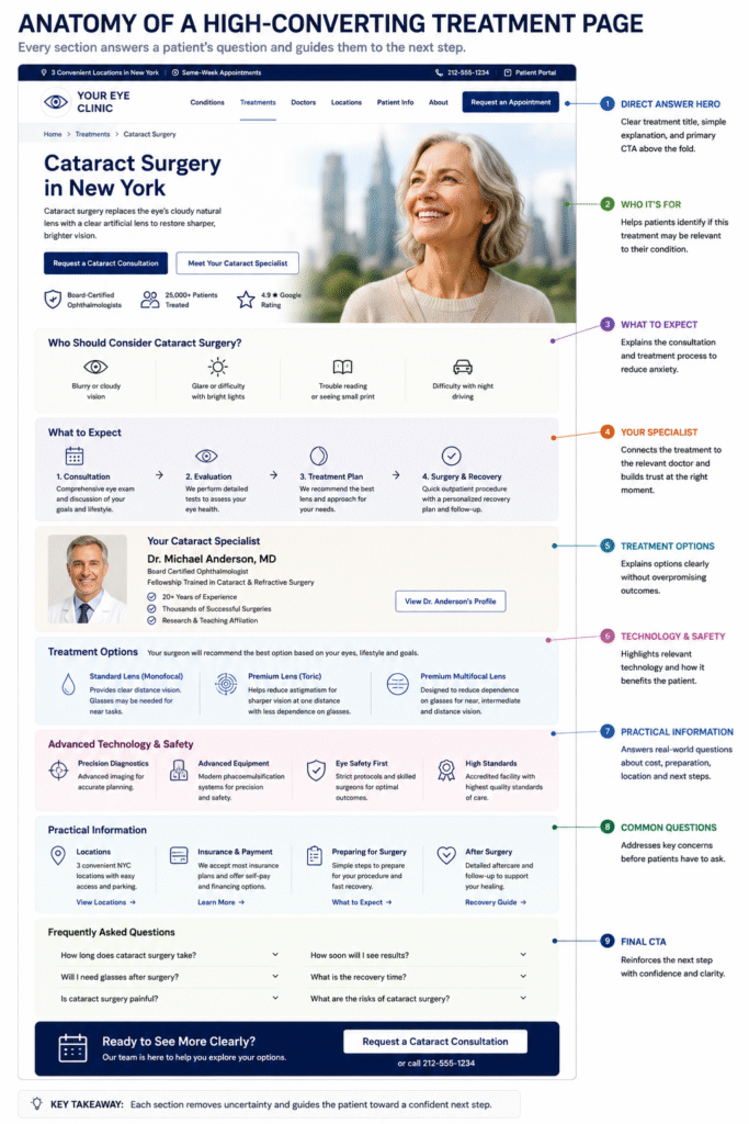 Anatomy of a High-Converting Treatment Page infographic