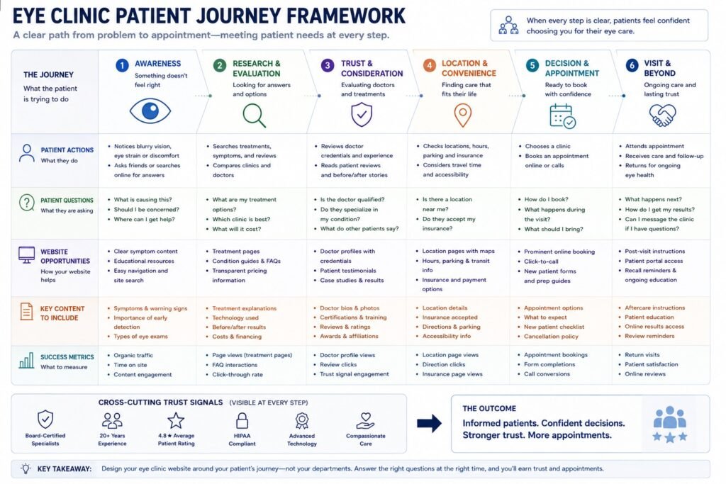Eye Clinic Patient Journey Framework infographic