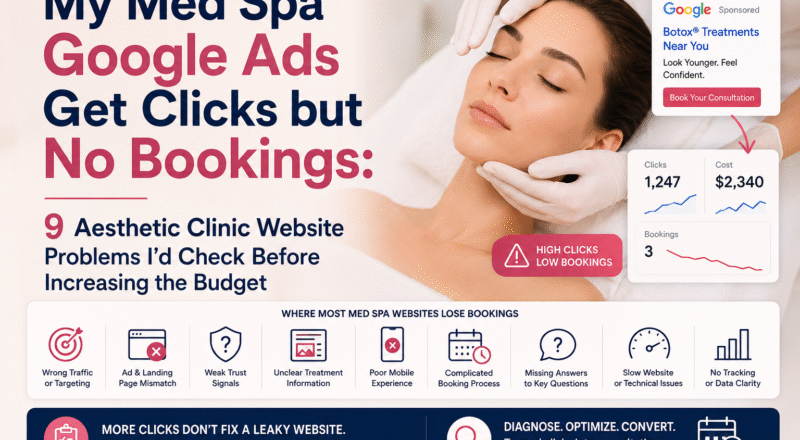 My Med Spa Google Ads Get Clicks but No Bookings - 9 Website Problems I’d Check Before Increasing the Budget