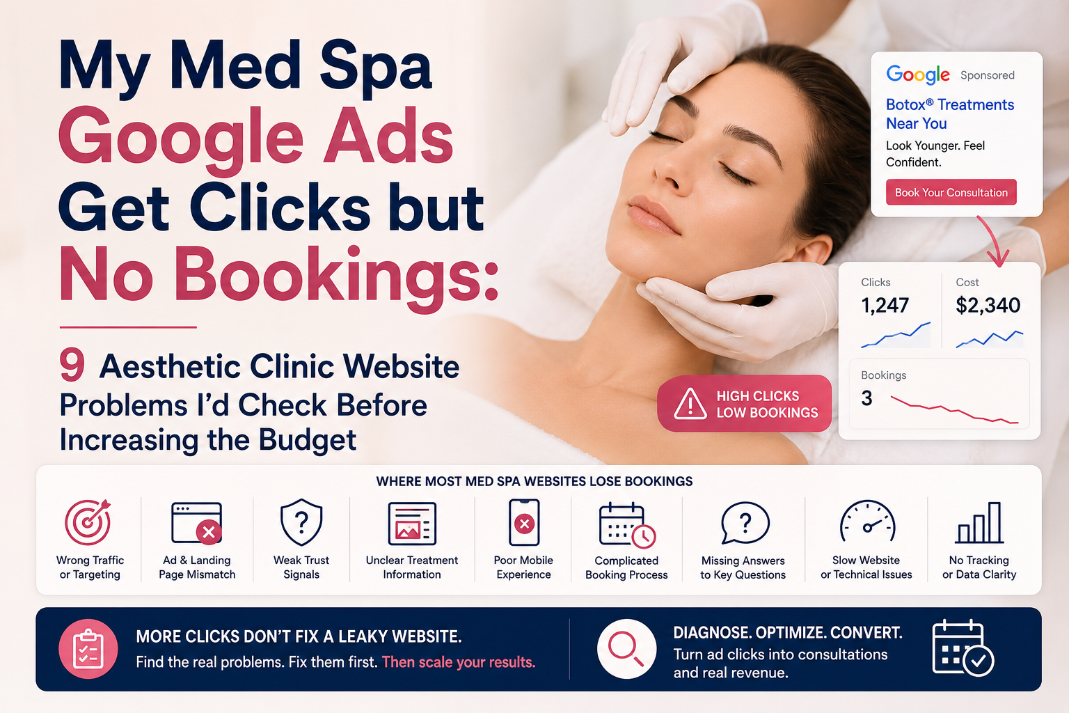 My Med Spa Google Ads Get Clicks but No Bookings - 9 Website Problems I’d Check Before Increasing the Budget
