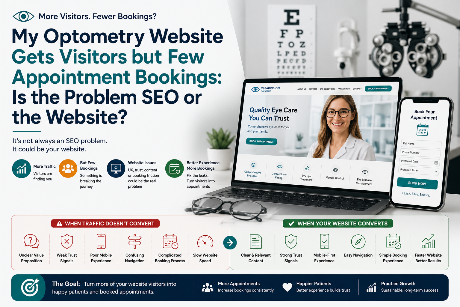 My Optometry Website Gets Visitors but Few Appointment Bookings Is the Problem SEO or the Website