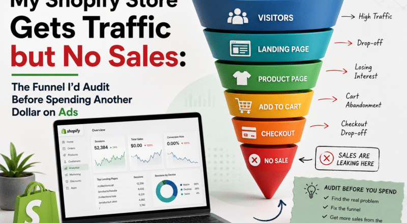 My Shopify Store Gets Traffic but No Sales The Funnel I’d Audit Before Spending Another Dollar on Ads