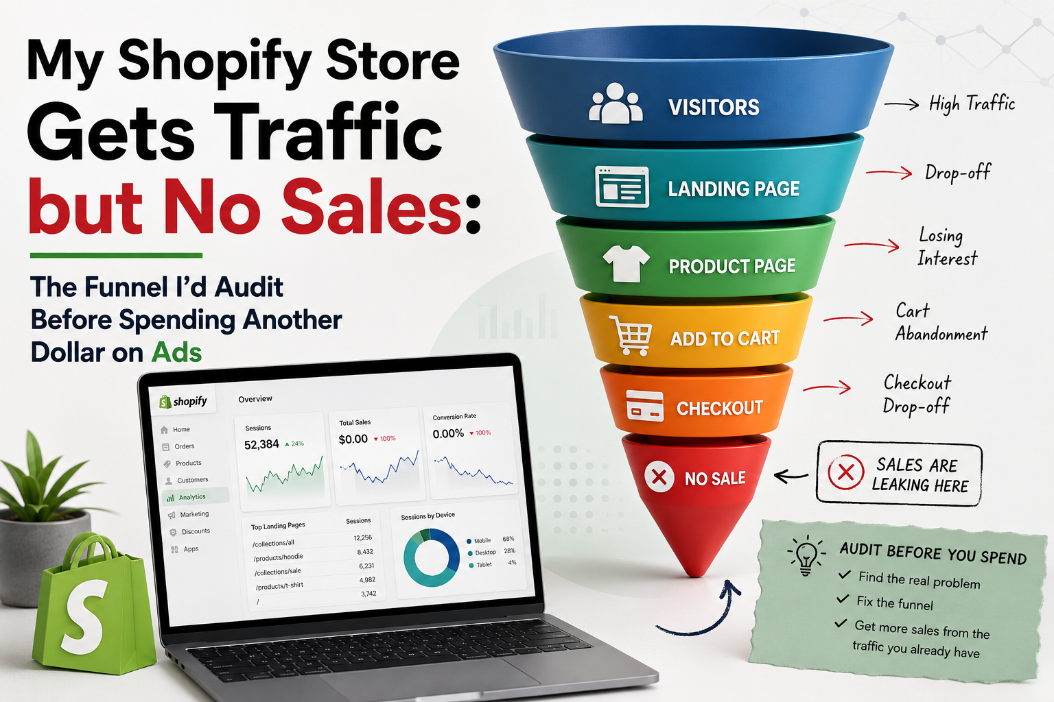 My Shopify Store Gets Traffic but No Sales The Funnel I’d Audit Before Spending Another Dollar on Ads