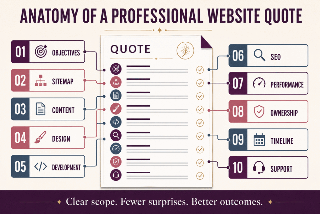 Ten essential components of a professional website design quote
