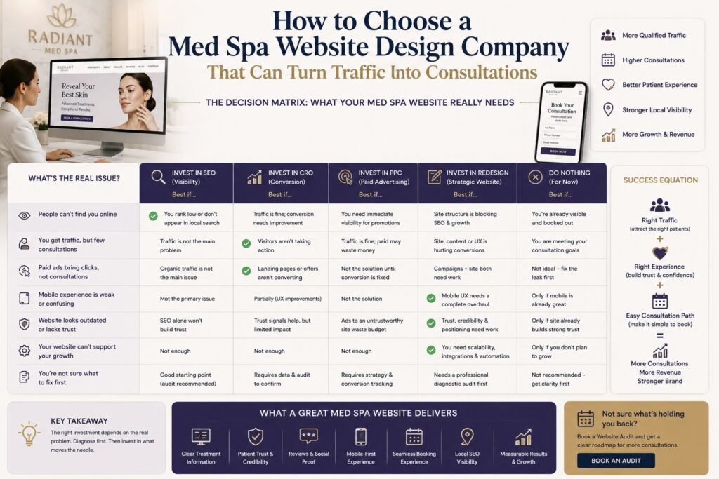 Aesthetic / Med Spa decision matrix for med spa website design company
