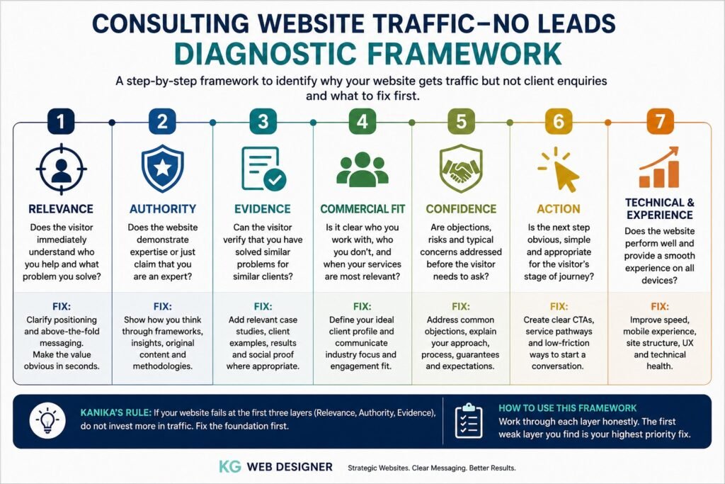 Consultant / Corporate diagnostic framework for consulting website traffic no leads