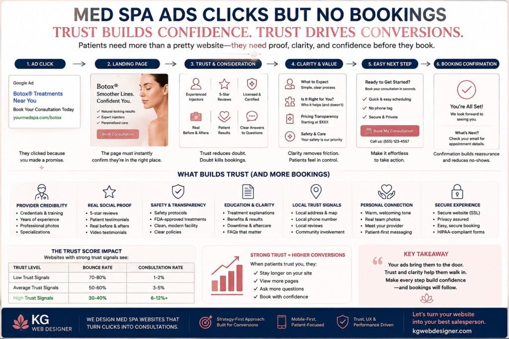 Aesthetic / Med Spa trust and conversion factors for med spa Google Ads no bookings