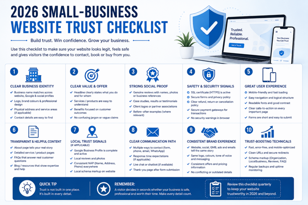 2026 small-business website trust checklist
