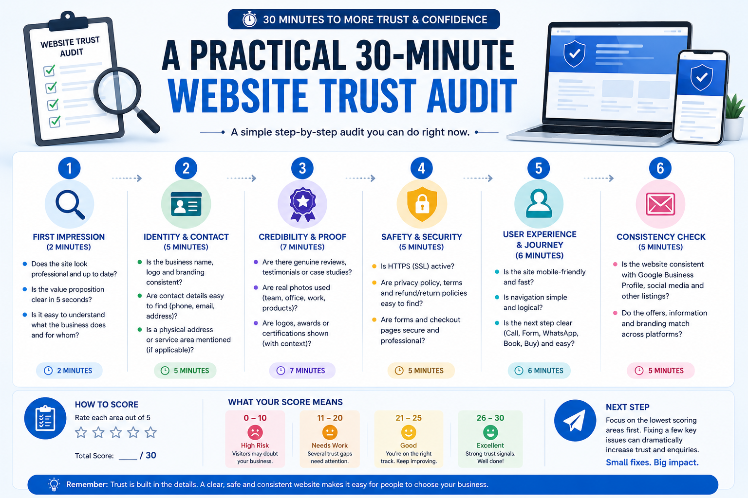 A practical 30-minute website trust audit