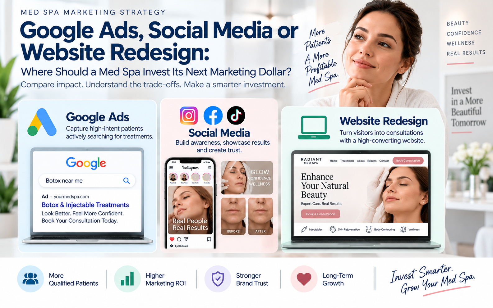 Google Ads, Social Media or Website Redesign Where Should a Med Spa Invest Its Next Marketing Dollar