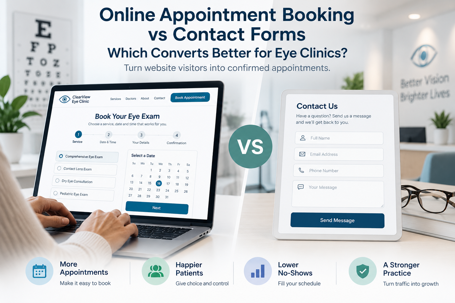 Online Appointment Booking vs Contact Forms Which Converts Better for Eye Clinics
