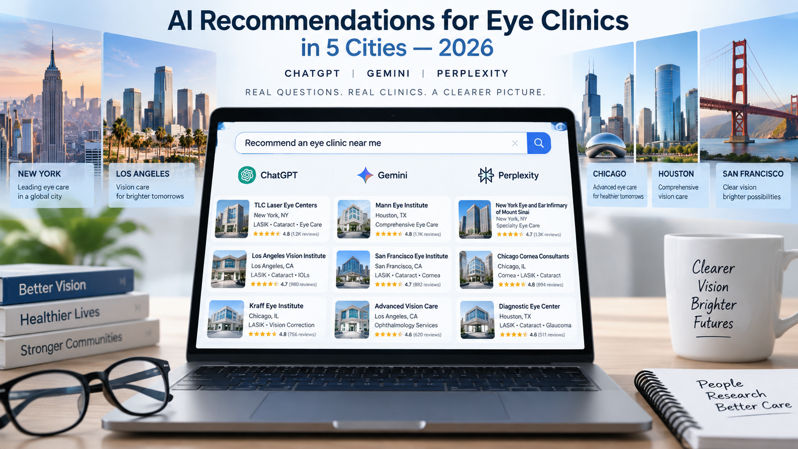 AI recommendations for eye clinics across five U.S. cities in 2026