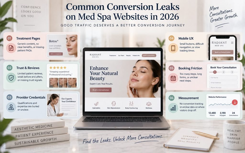 Common conversion leaks on med spa websites in 2026
