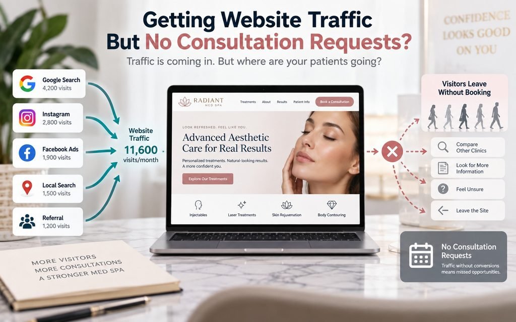 Med spa website traffic failing to convert into consultation requests