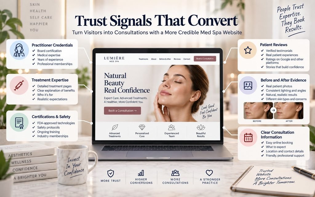 Trust signals that help med spa websites convert visitors into consultations