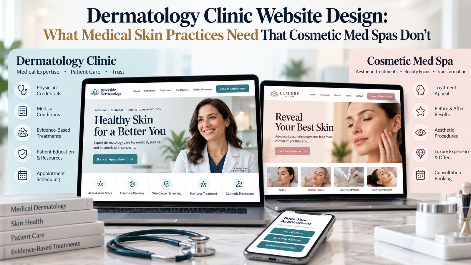 Dermatology clinic website design for medical skin practices