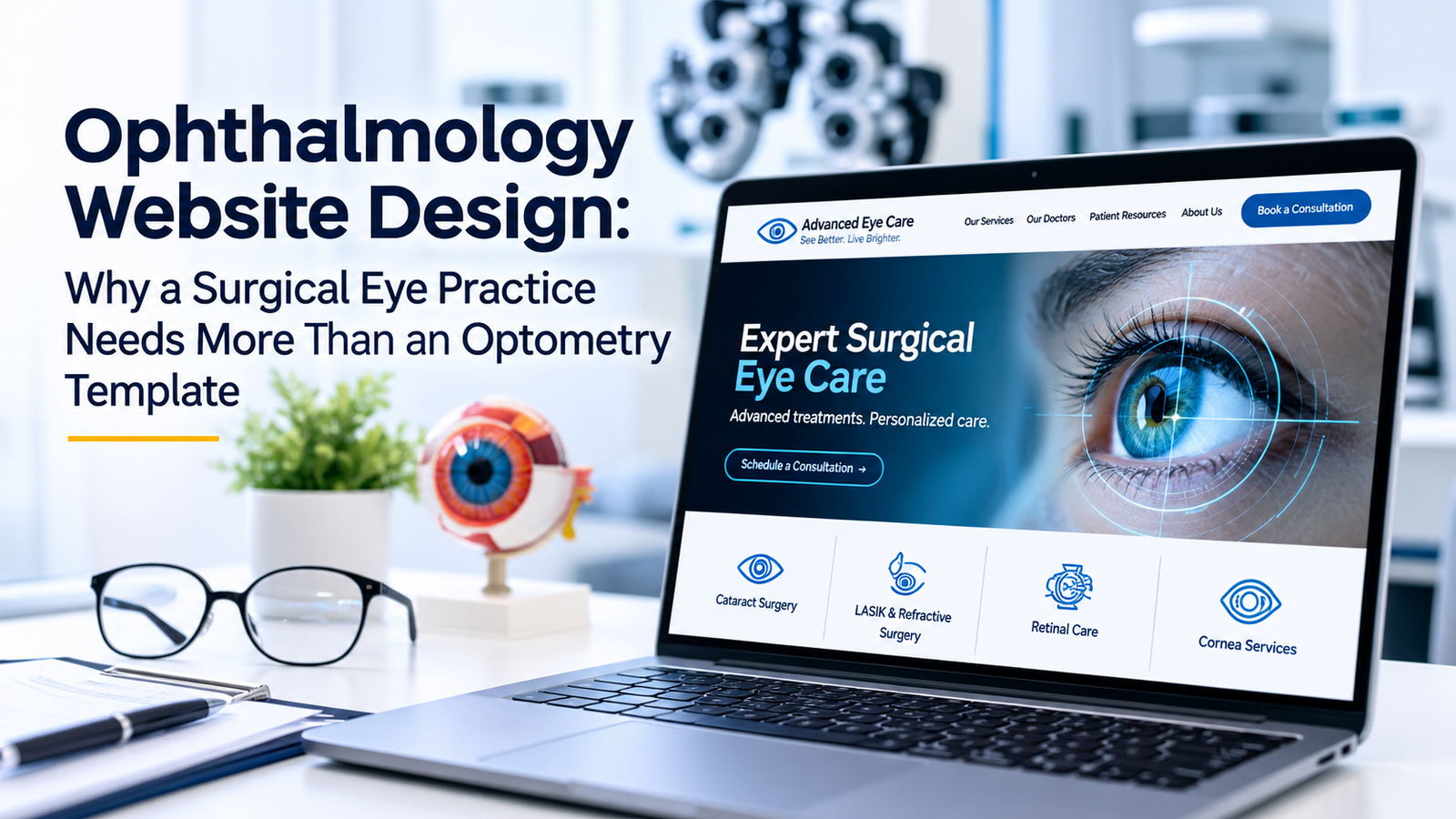 Ophthalmology practice website design for surgical eye care