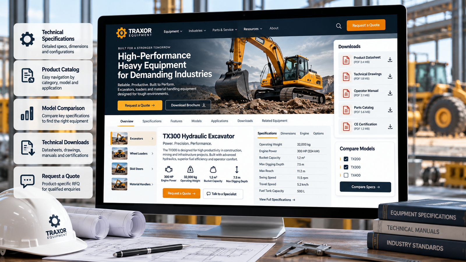 Industrial equipment and heavy machinery company website design