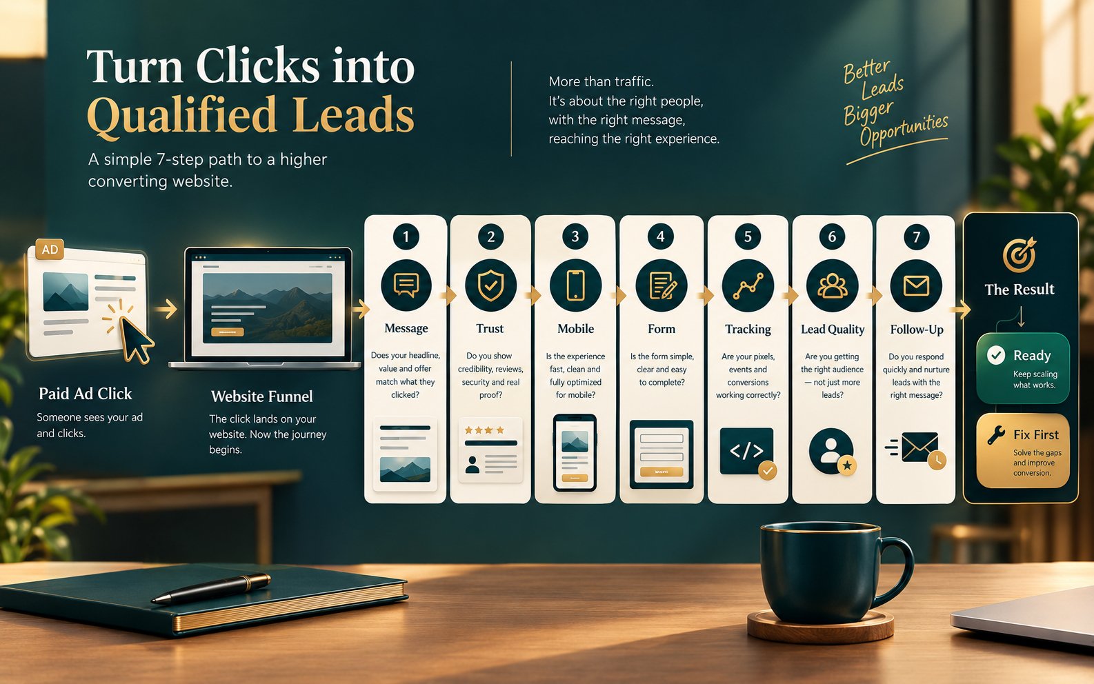Website conversion audit checklist showing readiness checks before running paid ads